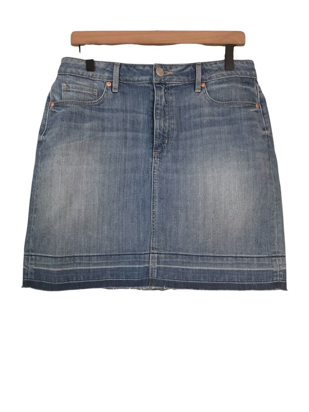 Loft Womens Classic Denim Mini Skirt Raw Hem Size 10